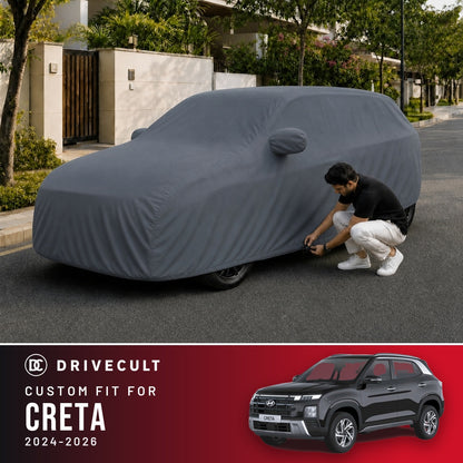 Hyundai Creta 2024-2026 DriveCult Titan custom-fit waterproof car body cover