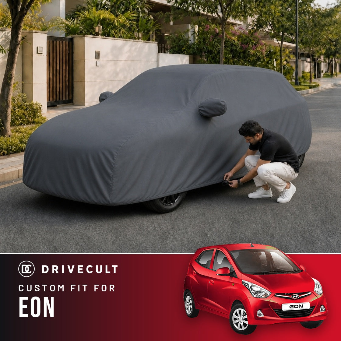 Hyundai Eon DriveCult Titan custom-fit waterproof car body cover
