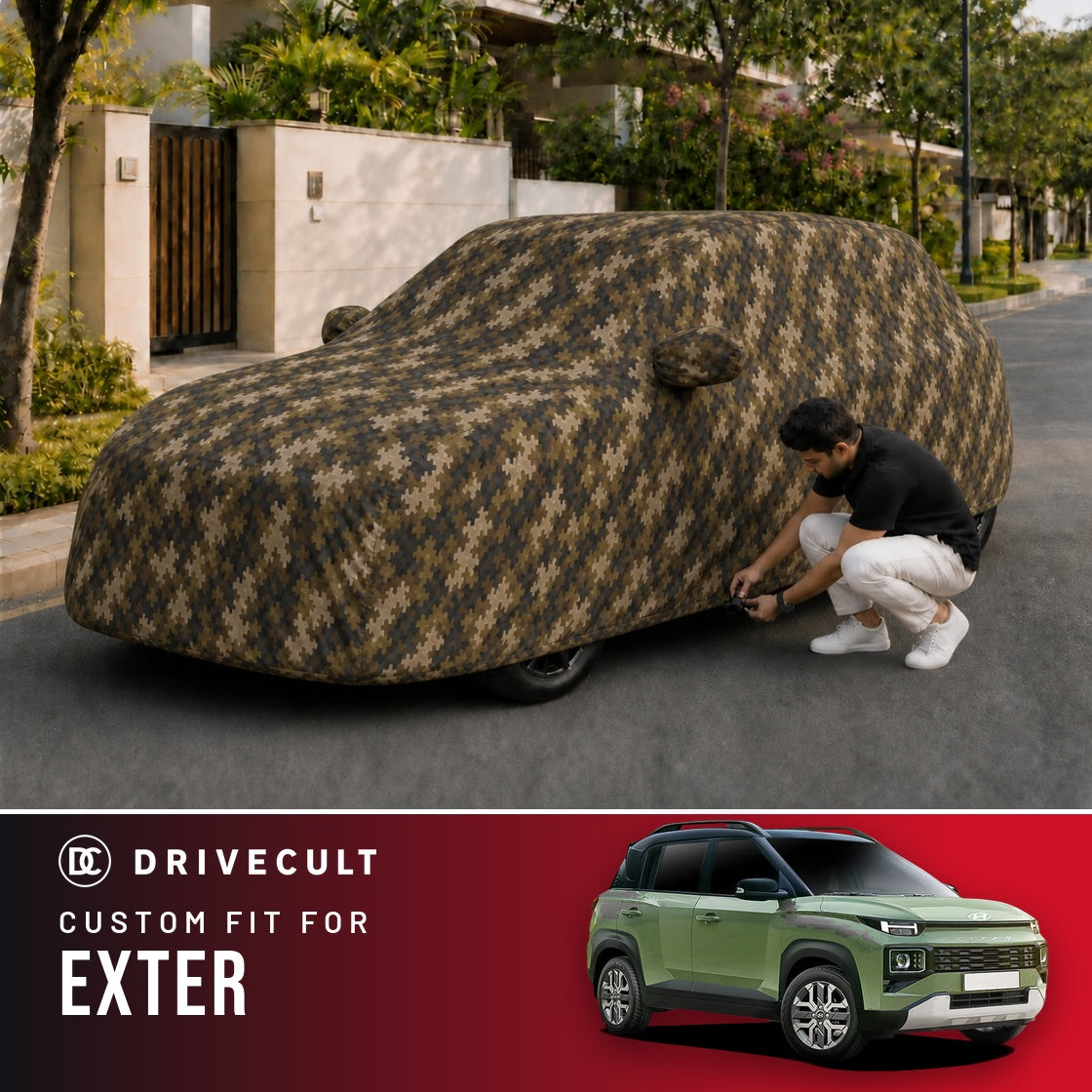 Hyundai Exter DriveCult Phantom custom-fit waterproof car body cover