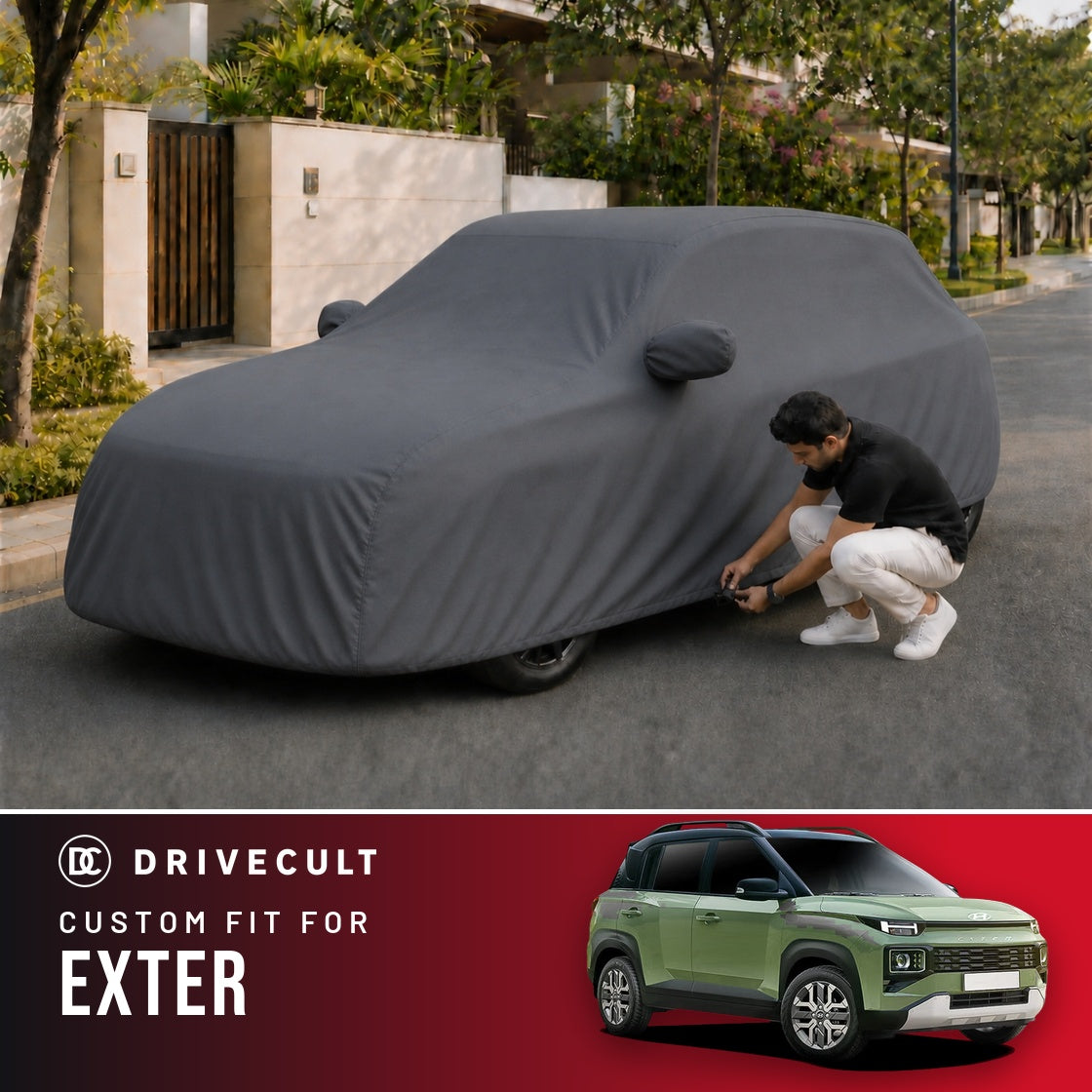 Hyundai Exter DriveCult Titan custom-fit waterproof car body cover