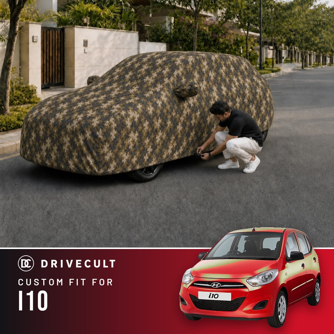 Hyundai I10 2007-2013 DriveCult Phantom custom-fit waterproof car body cover