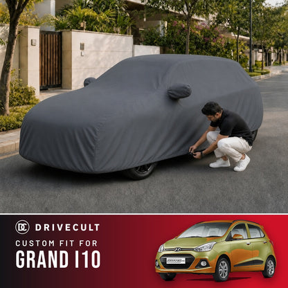 Hyundai Grand i10 DriveCult Titan custom-fit waterproof car body cover