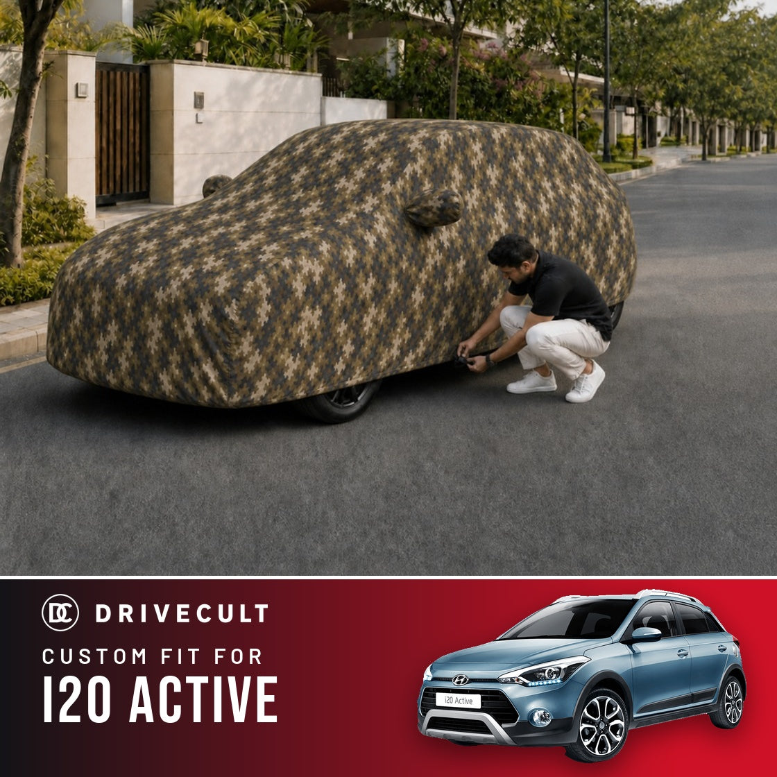 Hyundai i20 Active 2016-2020 DriveCult Phantom custom-fit waterproof car body cover