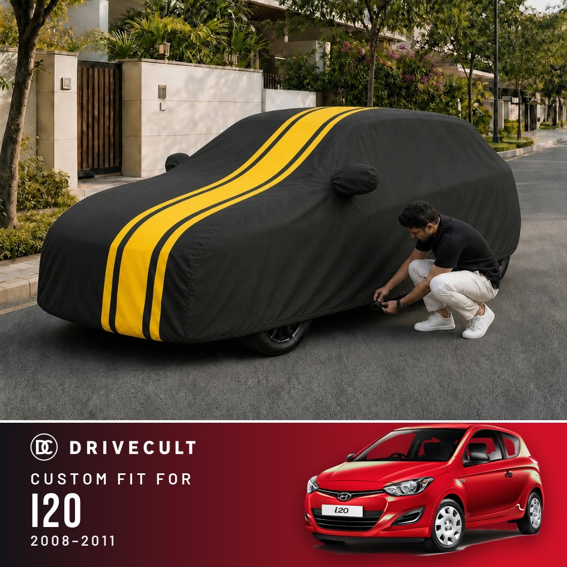 Hyundai i20 2008-2011 DriveCult Blaze custom-fit waterproof car body cover