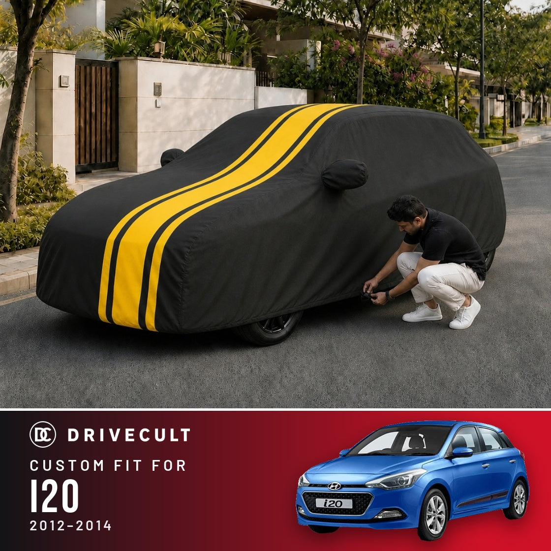 Hyundai i20 2012-2014 DriveCult Blaze custom-fit waterproof car body cover
