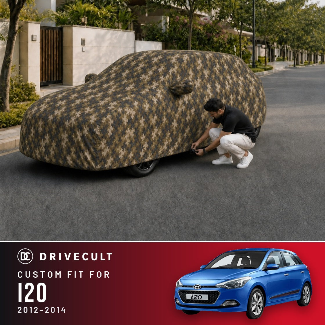 Hyundai i20 2012-2014 DriveCult Phantom custom-fit waterproof car body cover