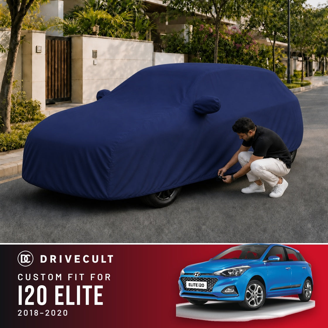 Hyundai i20 Elite 2018-2020 DriveCult Storm custom-fit waterproof car body cover