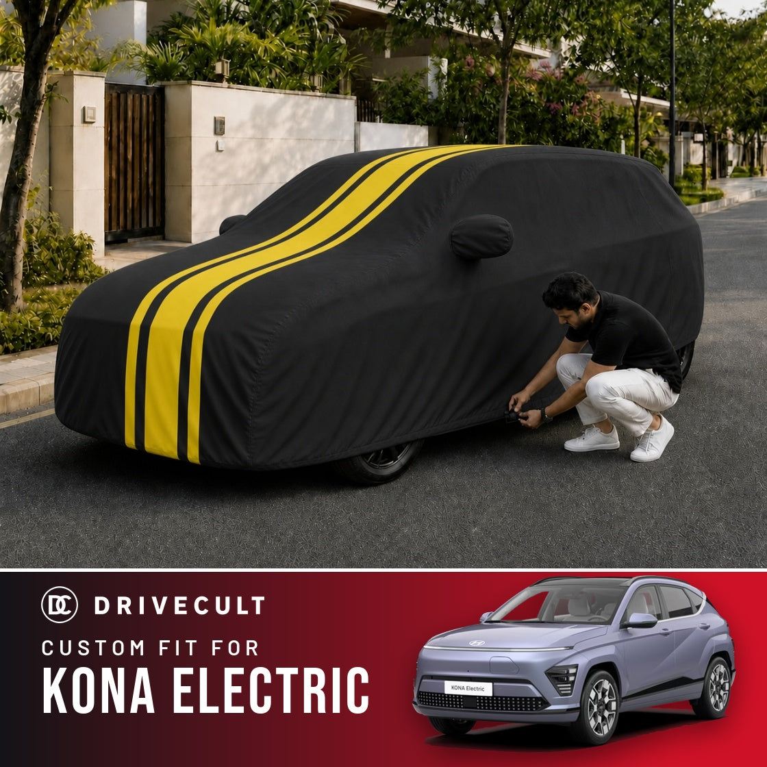 Hyundai Kona Electric DriveCult Blaze custom-fit waterproof car body cover