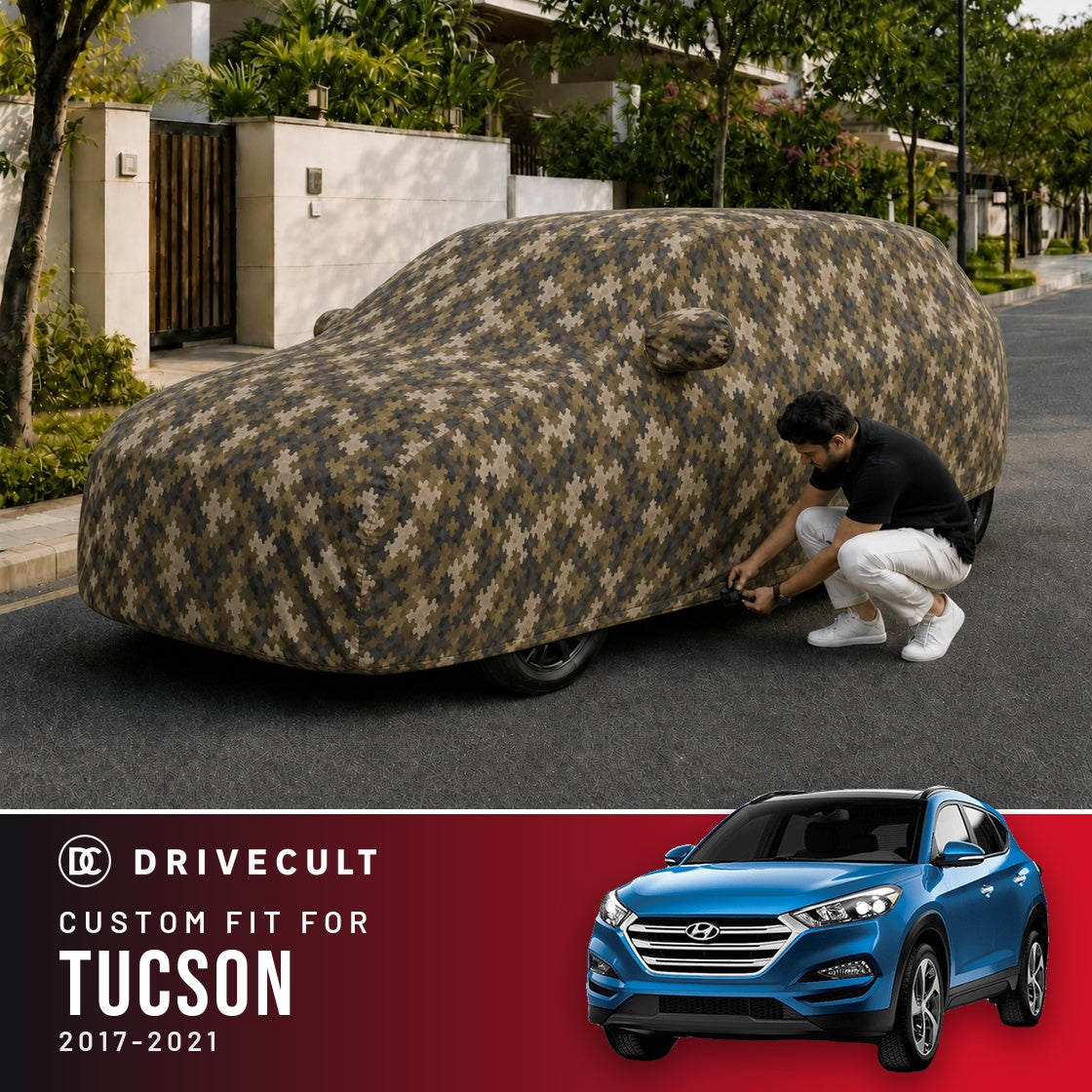 Hyundai Tucson 2017-2021 DriveCult Phantom custom-fit waterproof car body cover