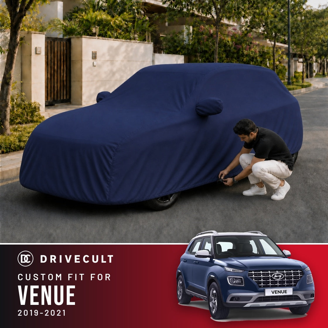 Hyundai Venue 2019-2021 DriveCult Storm custom-fit waterproof car body cover