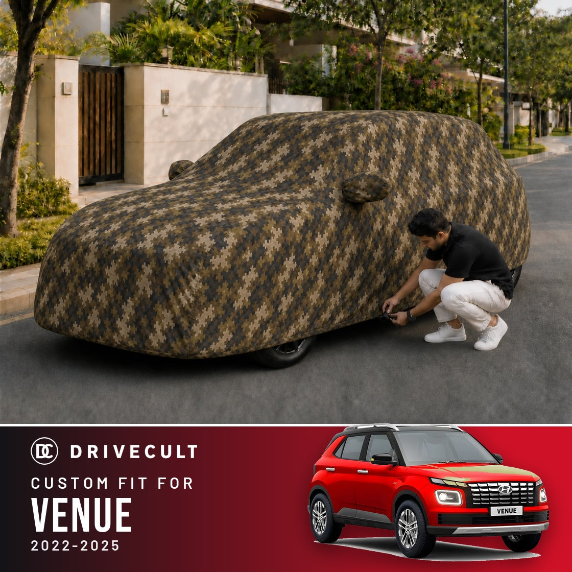 Hyundai Venue 2022-2025 DriveCult Phantom custom-fit waterproof car body cover