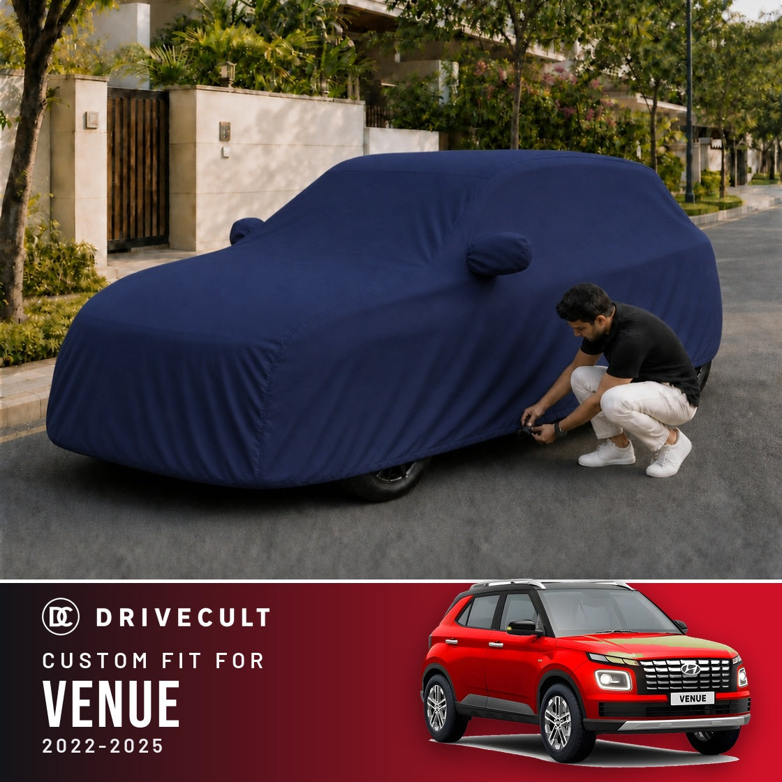 Hyundai Venue 2022-2025 DriveCult Storm custom-fit waterproof car body cover