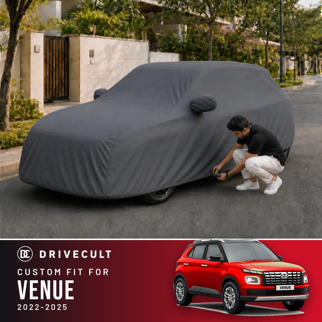 Hyundai Venue 2022-2025 DriveCult Titan custom-fit waterproof car body cover