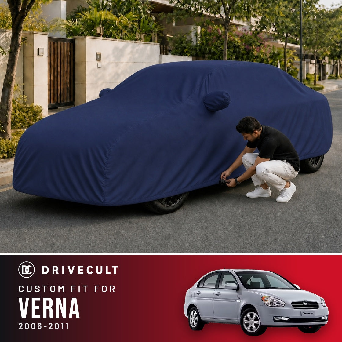 Hyundai Verna 2006-2011 DriveCult Storm custom-fit waterproof car body cover