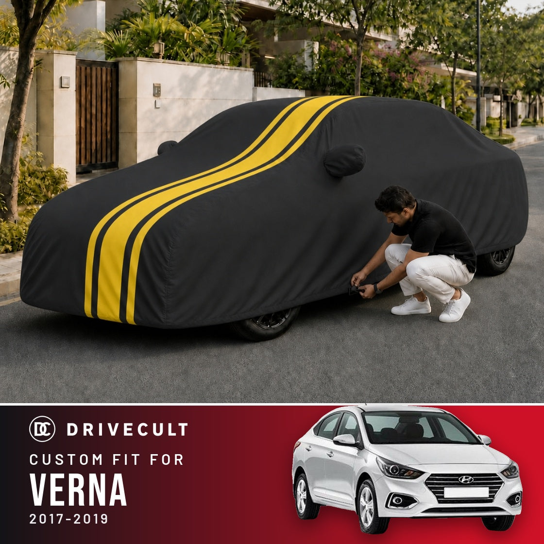 Hyundai Verna 2017-2019 DriveCult Blaze custom-fit waterproof car body cover