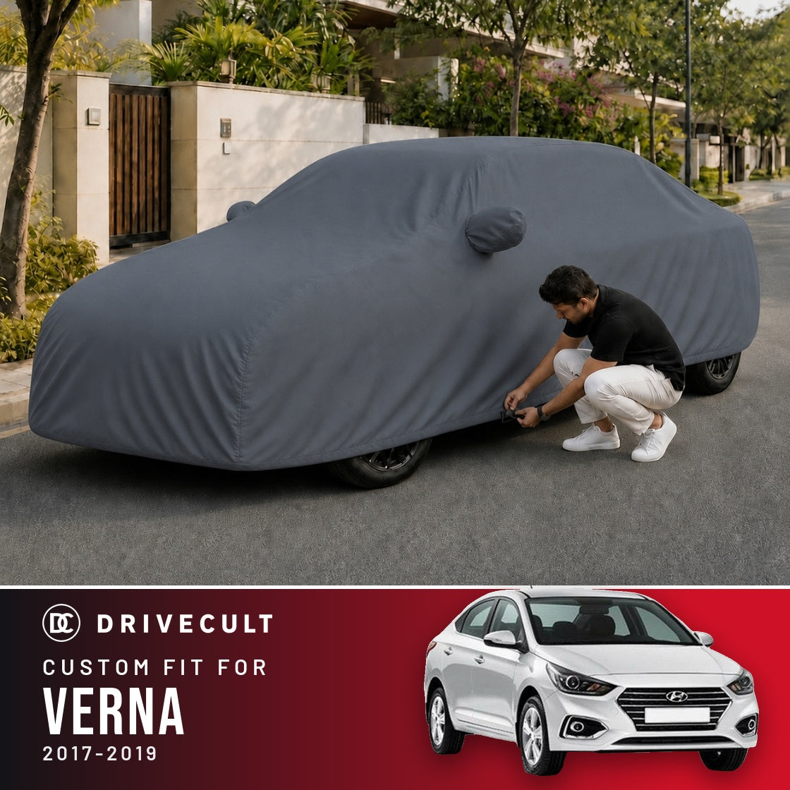 Hyundai Verna 2017-2019 DriveCult Titan custom-fit waterproof car body cover
