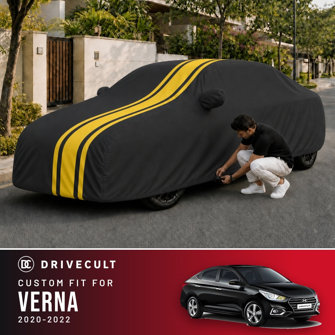 Hyundai Verna 2020-2022 DriveCult Blaze custom-fit waterproof car body cover