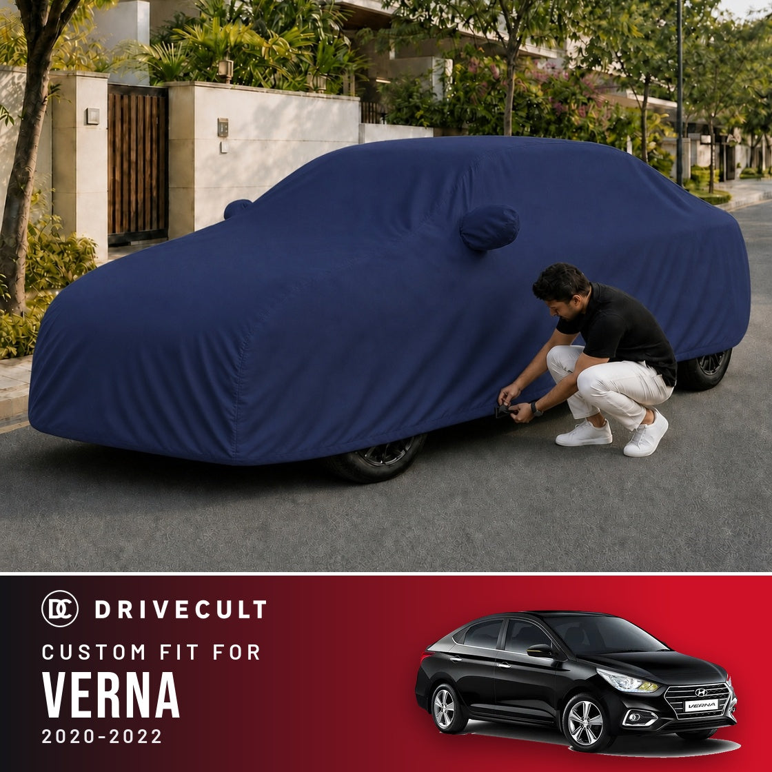 Hyundai Verna 2020-2022 DriveCult Storm custom-fit waterproof car body cover