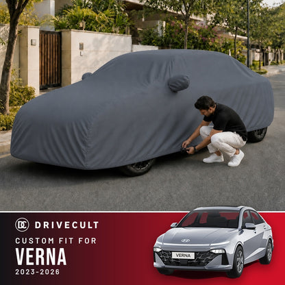 Hyundai Verna 2023-2026 DriveCult Titan custom-fit waterproof car body cover