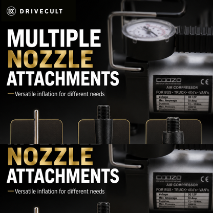 DriveCult TurboFill metal single-cylinder air pump for car tyres