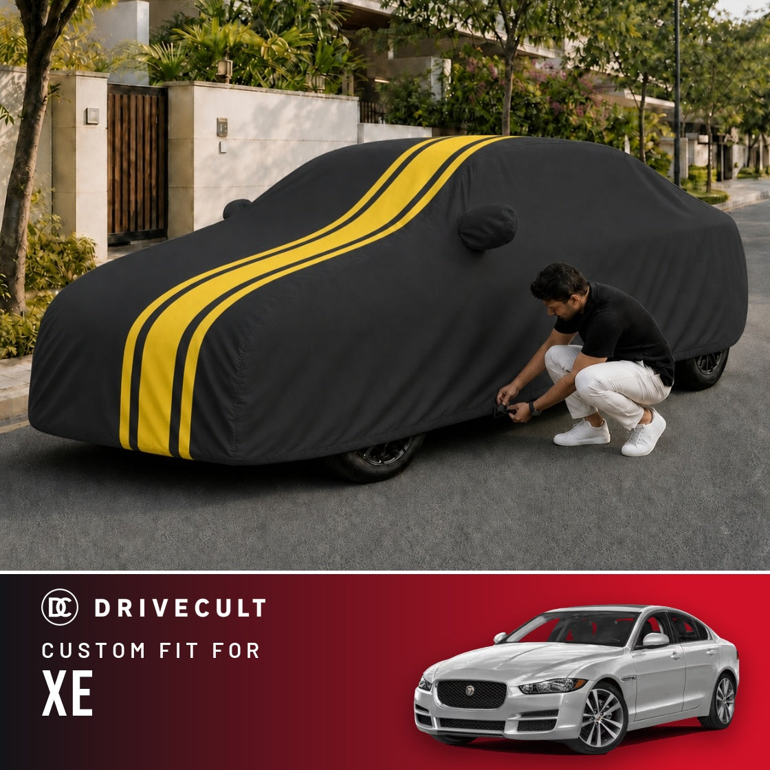 Jaguar XE DriveCult Blaze custom-fit waterproof car body cover