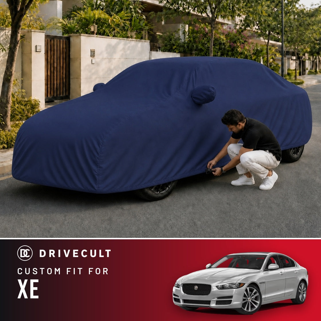 Jaguar XE DriveCult Storm custom-fit waterproof car body cover