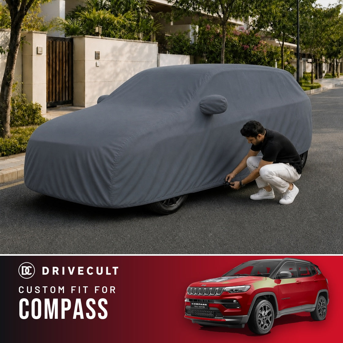 Jeep Compass DriveCult Titan custom-fit waterproof car body cover