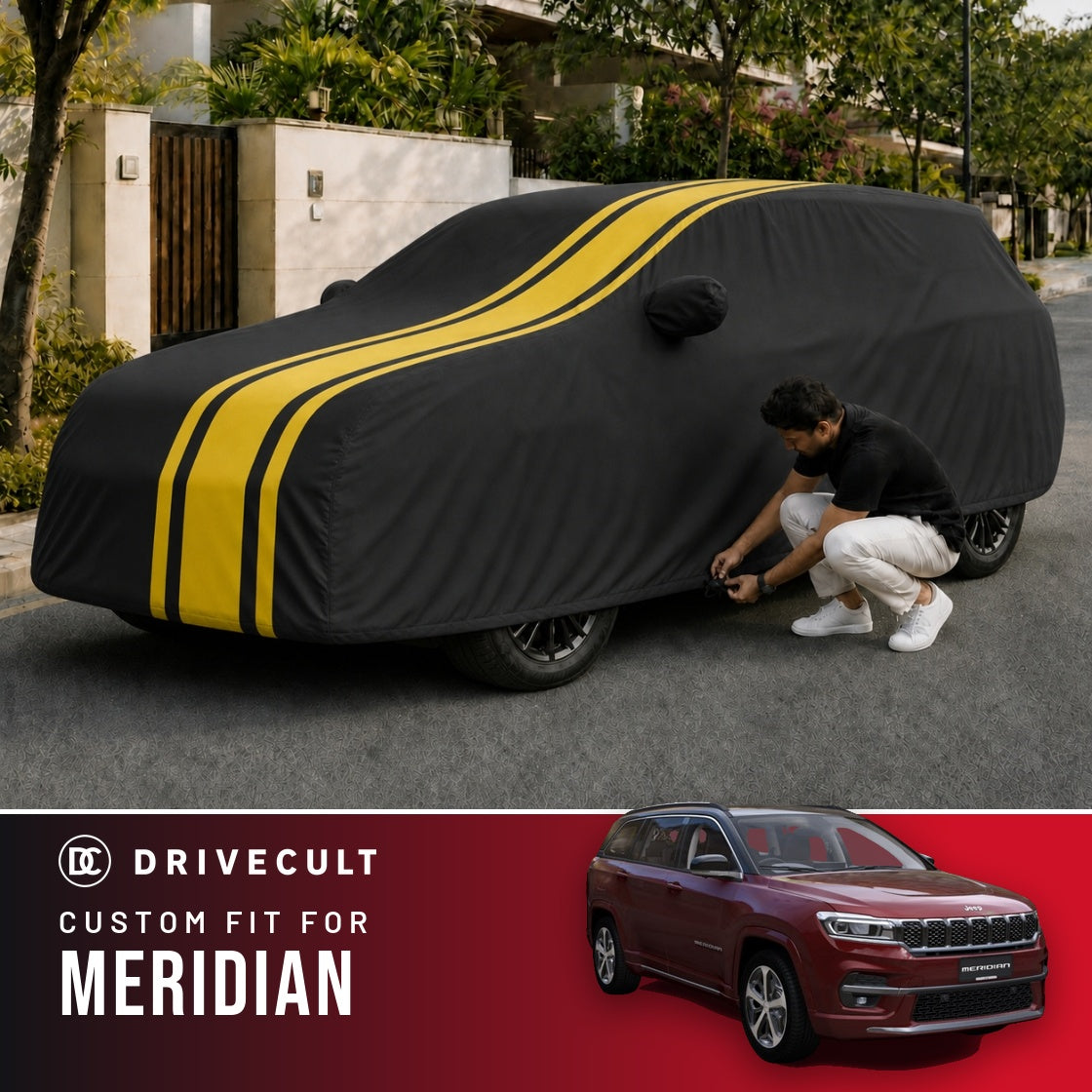 Jeep Meridian DriveCult Blaze custom-fit waterproof car body cover