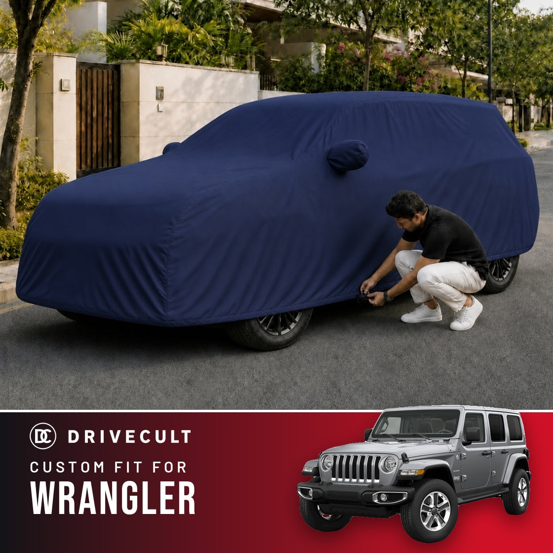 Jeep Wrangler DriveCult Storm custom-fit waterproof car body cover