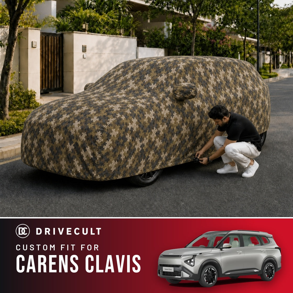 Kia Carens Clavis DriveCult Phantom custom-fit waterproof car body cover