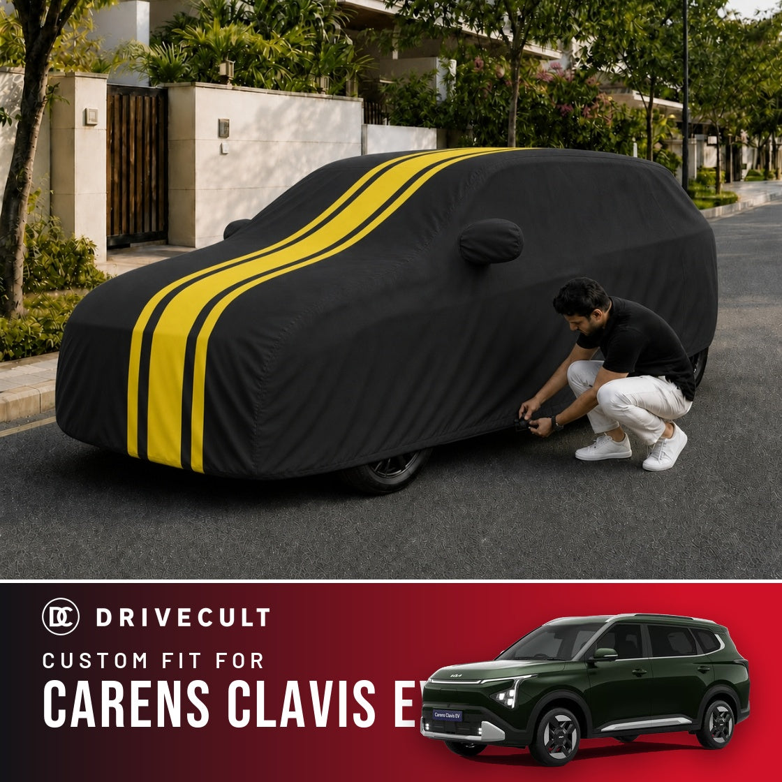 Kia Carens Clavis EV DriveCult Blaze custom-fit waterproof car body cover