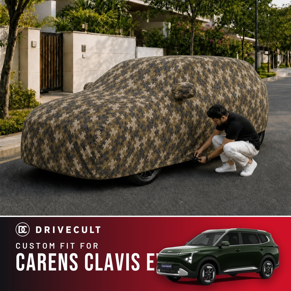 Kia Carens Clavis EV DriveCult Phantom custom-fit waterproof car body cover