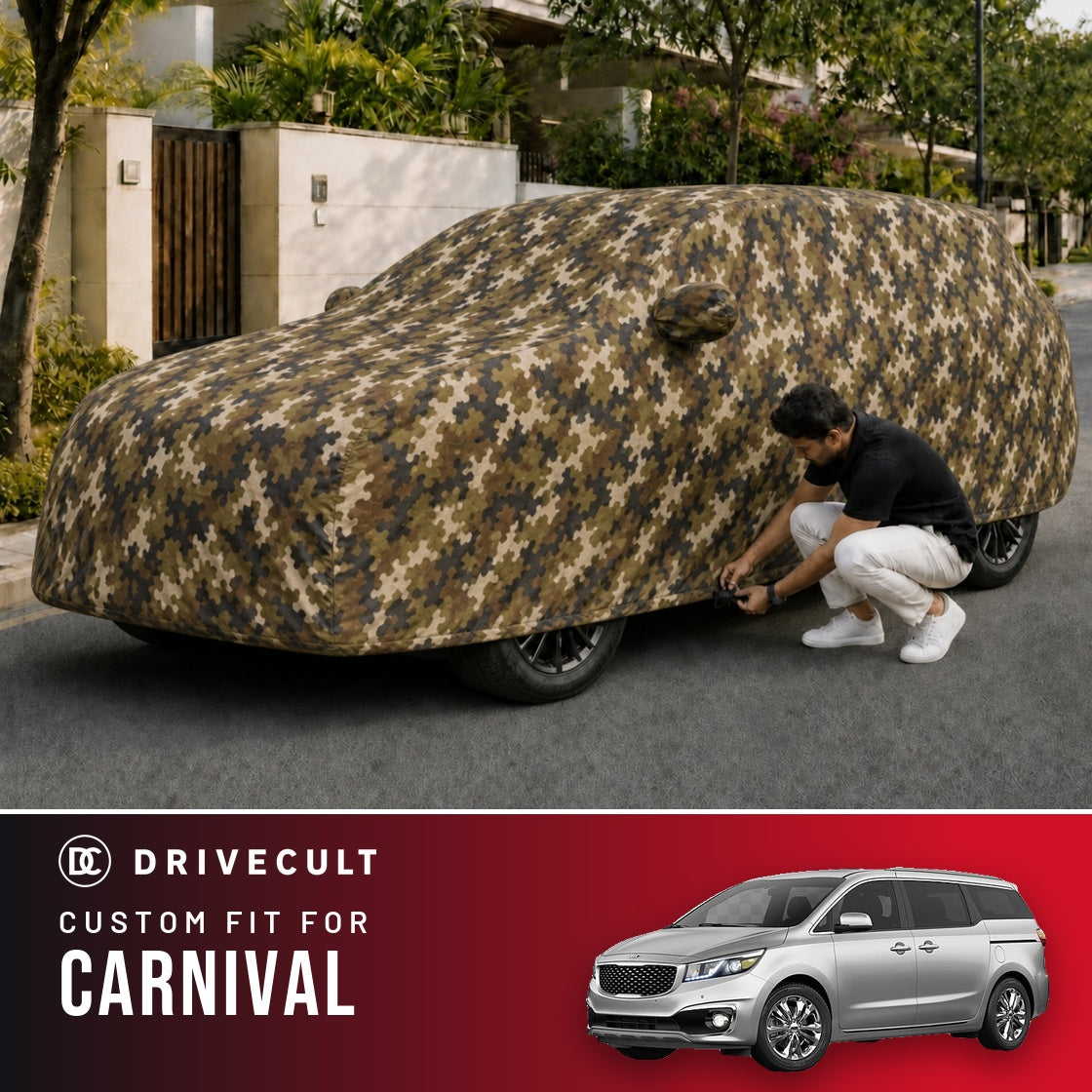 Kia Carnival DriveCult Phantom custom-fit waterproof car body cover