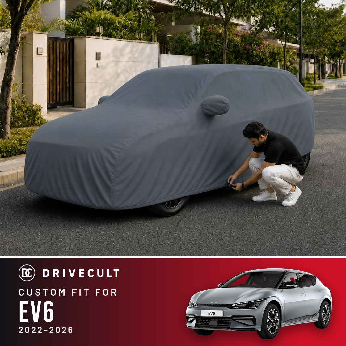 Kia EV6 2022-2026 DriveCult Titan custom-fit waterproof car body cover