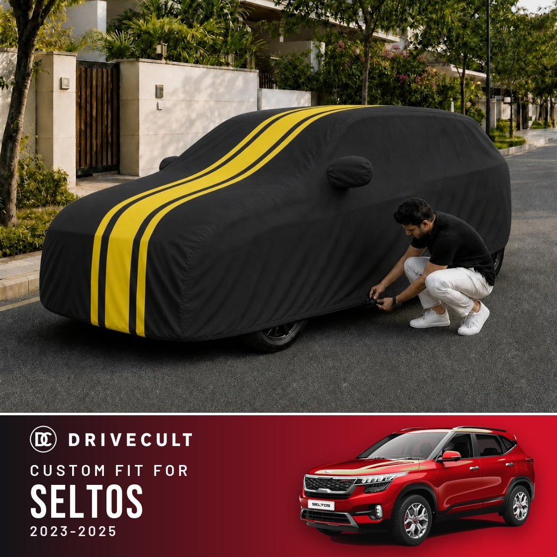 Kia Seltos 2023-2025 DriveCult Blaze custom-fit waterproof car body cover