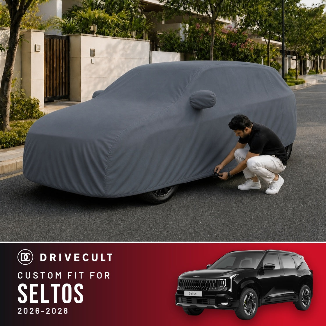 Kia Seltos 2026-2028 DriveCult Titan custom-fit waterproof car body cover