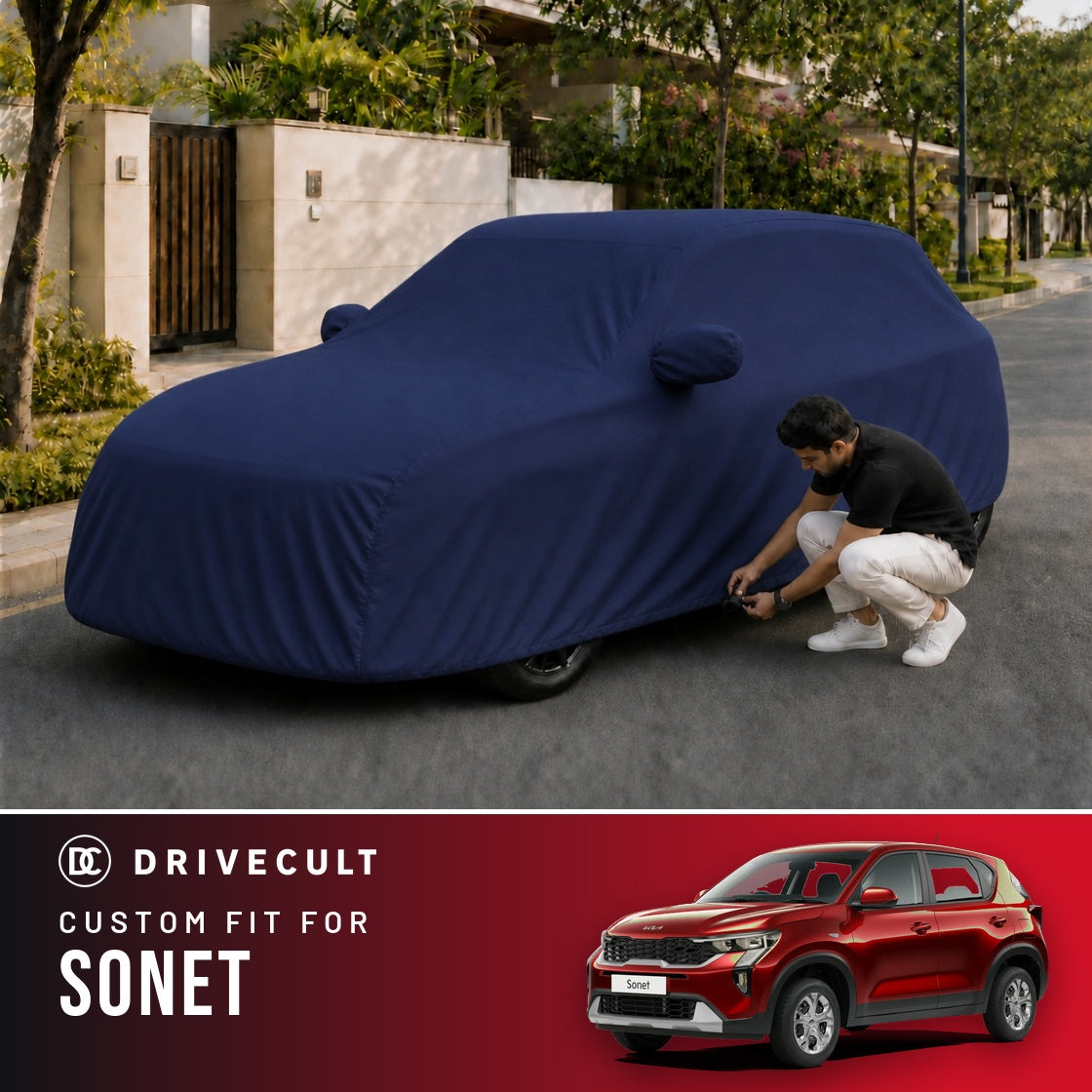 Kia Sonet DriveCult Storm custom-fit waterproof car body cover