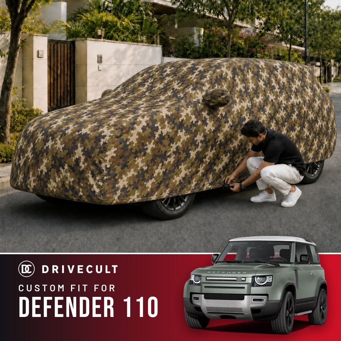 Land Rover Defender 110 DriveCult Phantom custom-fit waterproof car body cover
