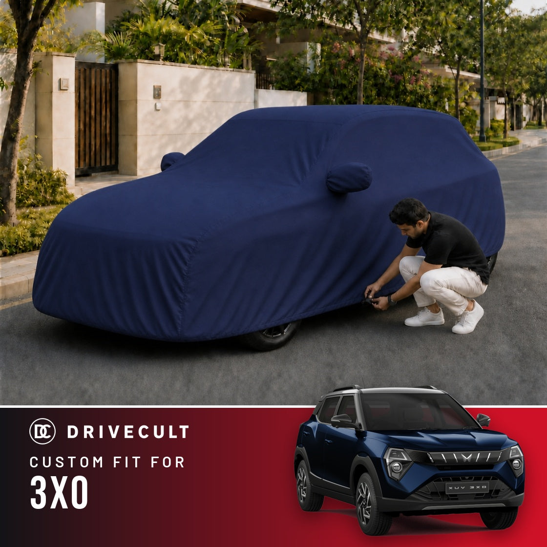 Mahindra 3XO DriveCult Storm custom-fit waterproof car body cover