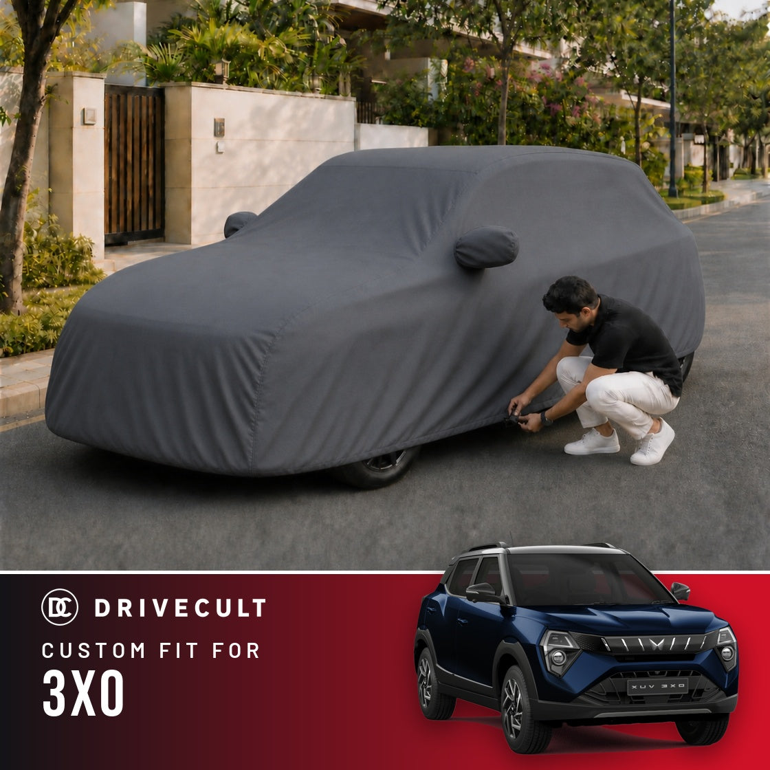 Mahindra 3XO DriveCult Titan custom-fit waterproof car body cover