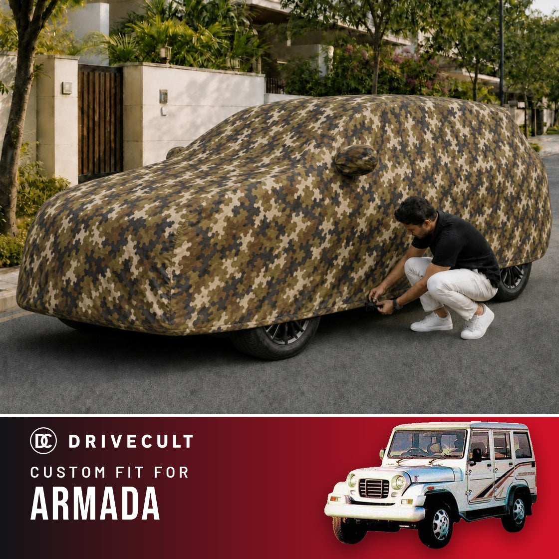 Mahindra Armada DriveCult Phantom custom-fit waterproof car body cover