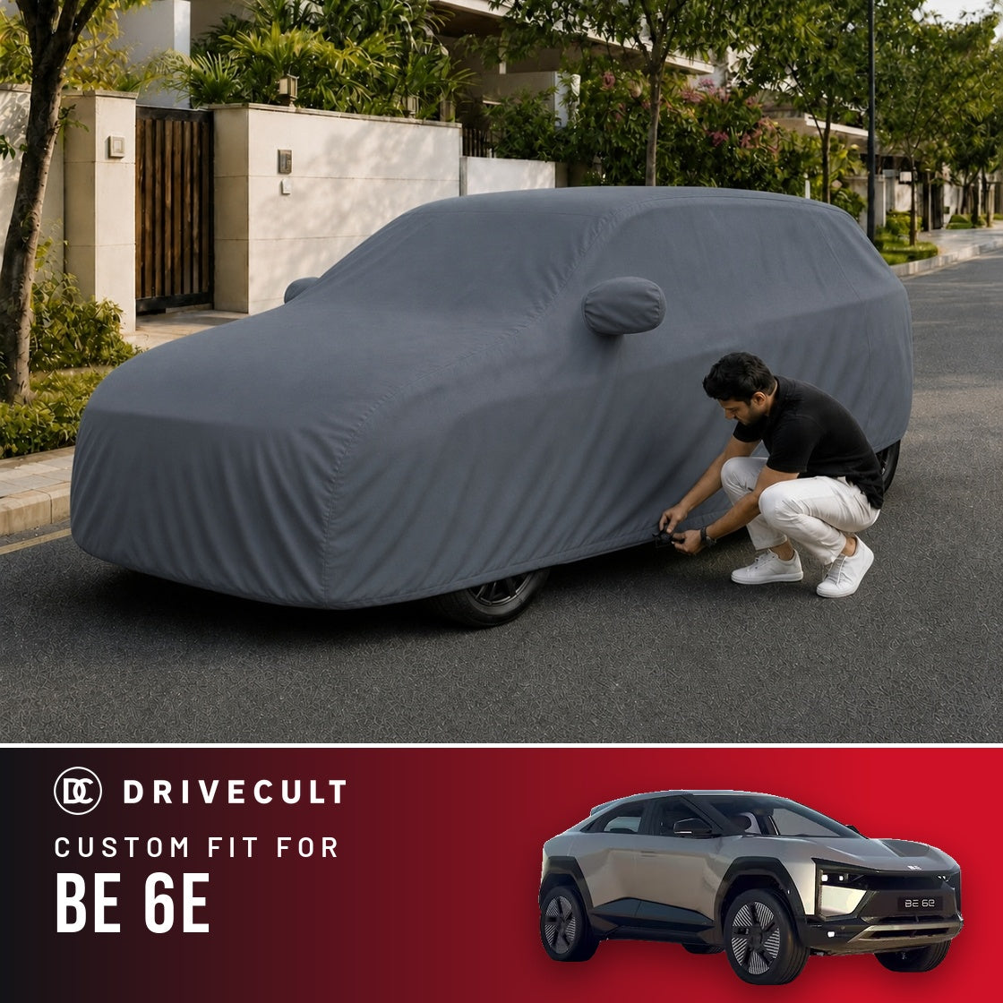 Mahindra BE6 DriveCult Titan custom-fit waterproof car body cover