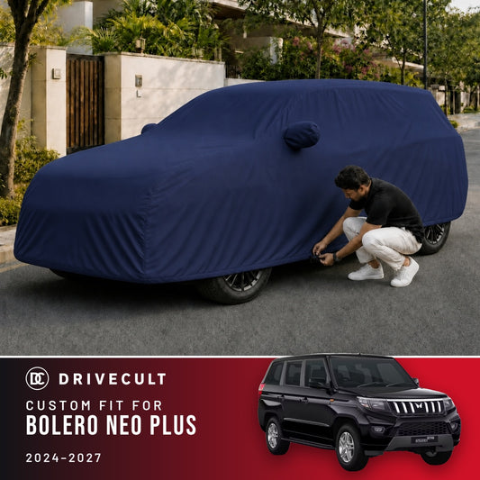 Mahindra Bolero Neo Plus 2024-2027 DriveCult Storm custom-fit waterproof car body cover