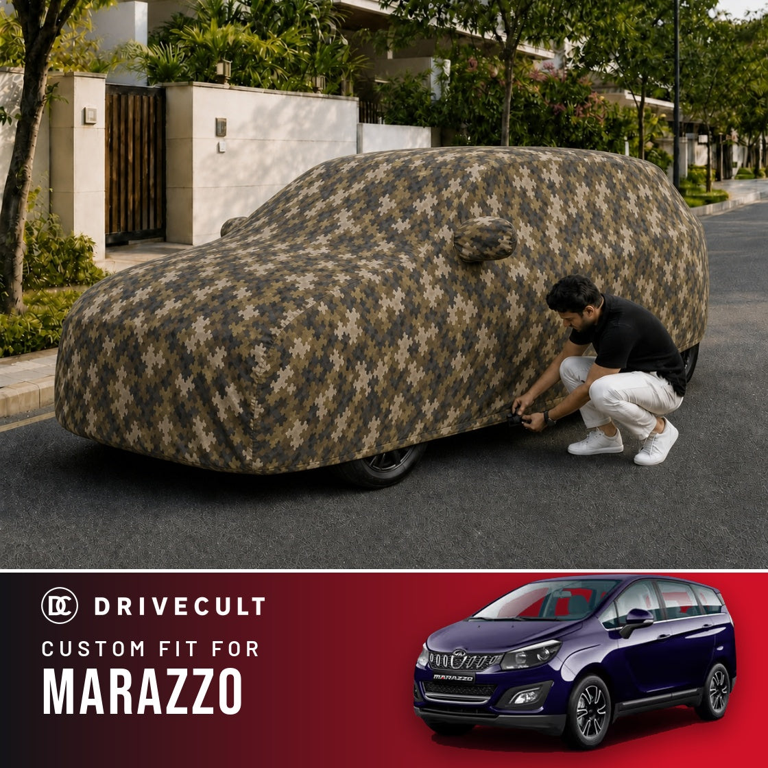 Mahindra Marazzo DriveCult Phantom custom-fit waterproof car body cover