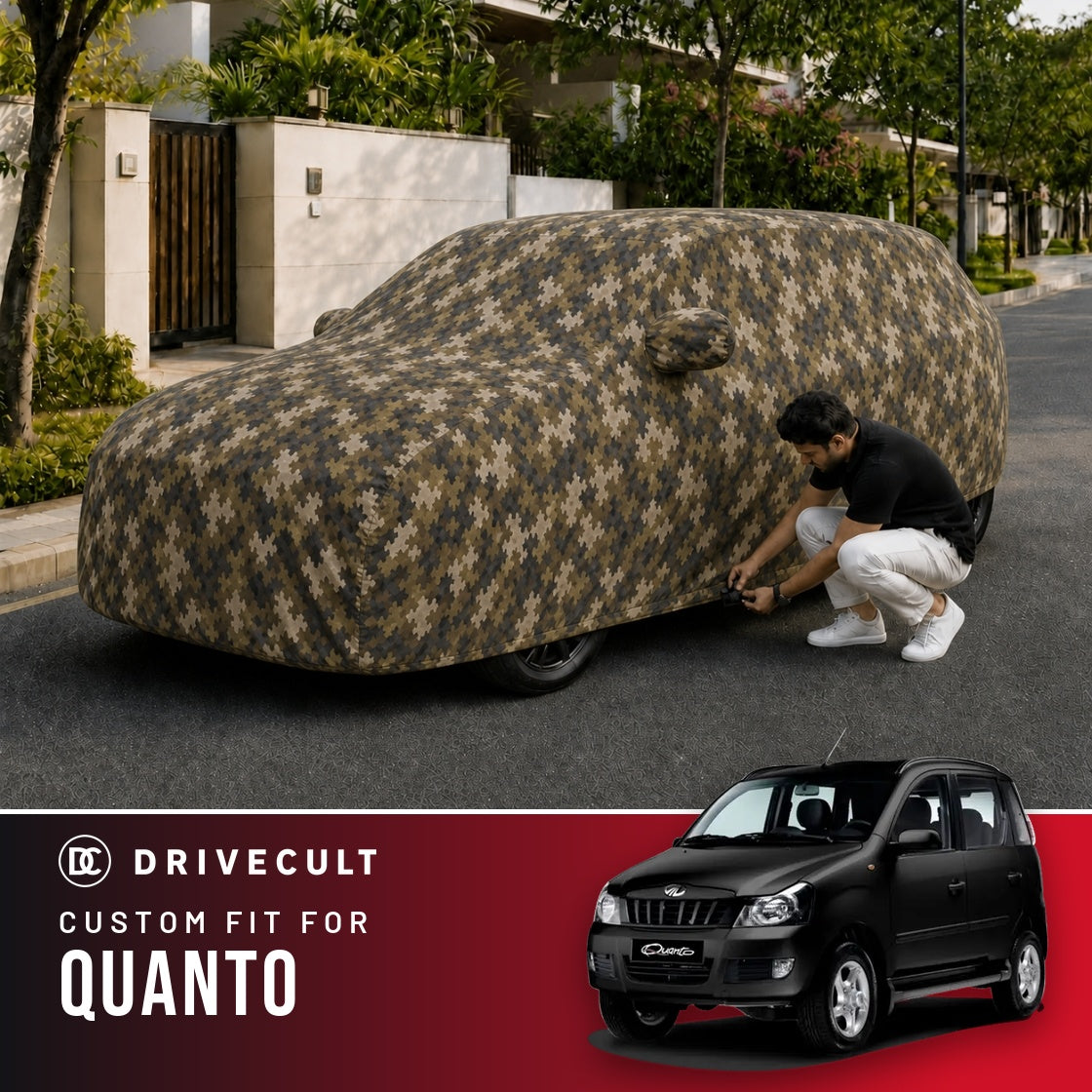 Mahindra Quanto DriveCult Phantom custom-fit waterproof car body cover