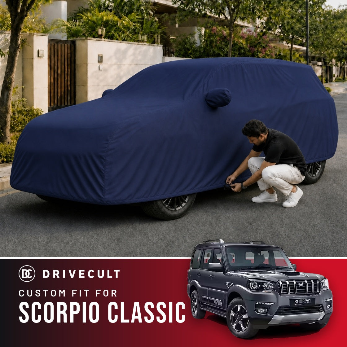 Mahindra Scorpio Classic DriveCult Storm custom-fit waterproof car body cover