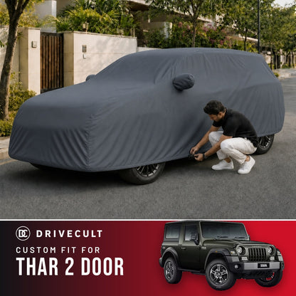 Mahindra Thar 2 Door DriveCult Titan custom-fit waterproof car body cover