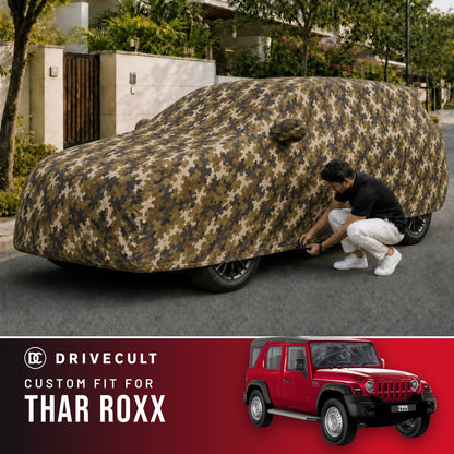 Mahindra Thar Roxx DriveCult Phantom custom-fit waterproof car body cover