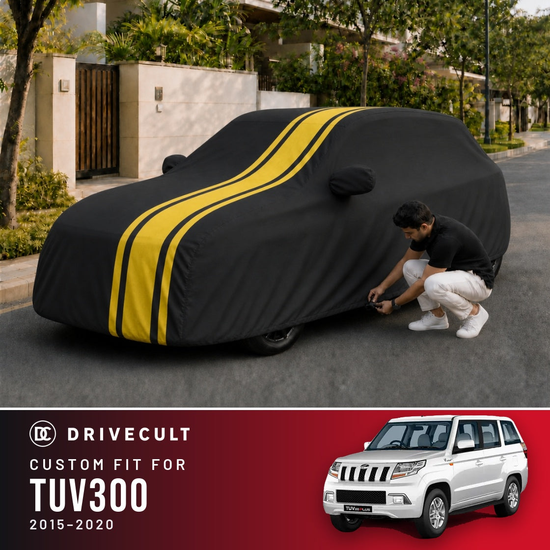 Mahindra TUV300 2015-2020 DriveCult Blaze custom-fit waterproof car body cover