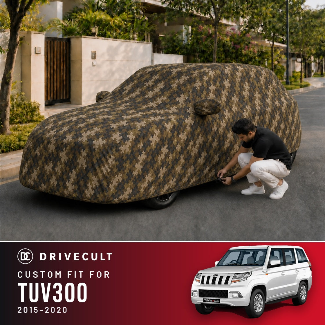 Mahindra TUV300 2015-2020 DriveCult Phantom custom-fit waterproof car body cover